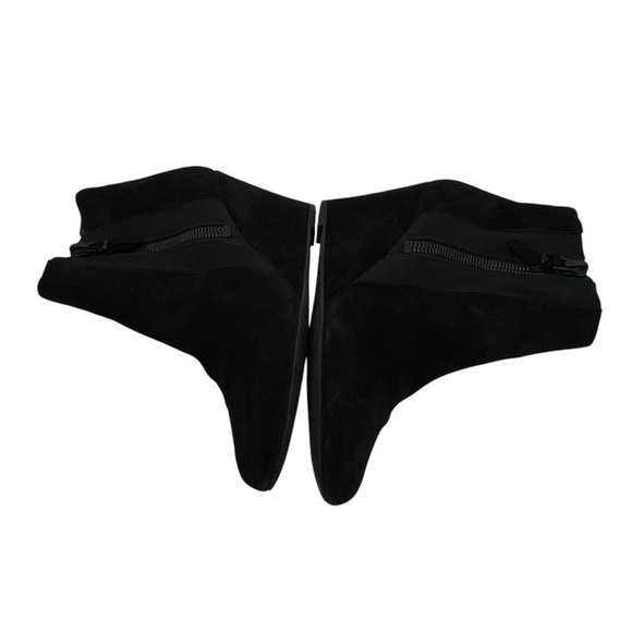 Via Spiga Black Suede Side Zip Wedge Ankle Booties Size 7 Women’s - Picture 6 of 8